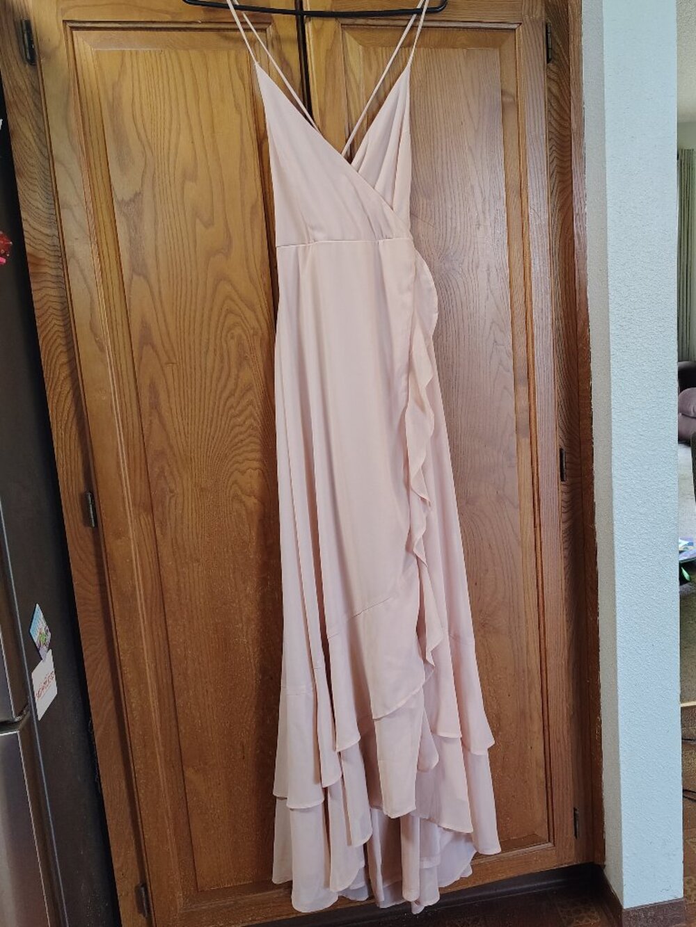 LULUS In Love Forever Light Blush Lace-Up High-Low Maxi Dress Women's Size S